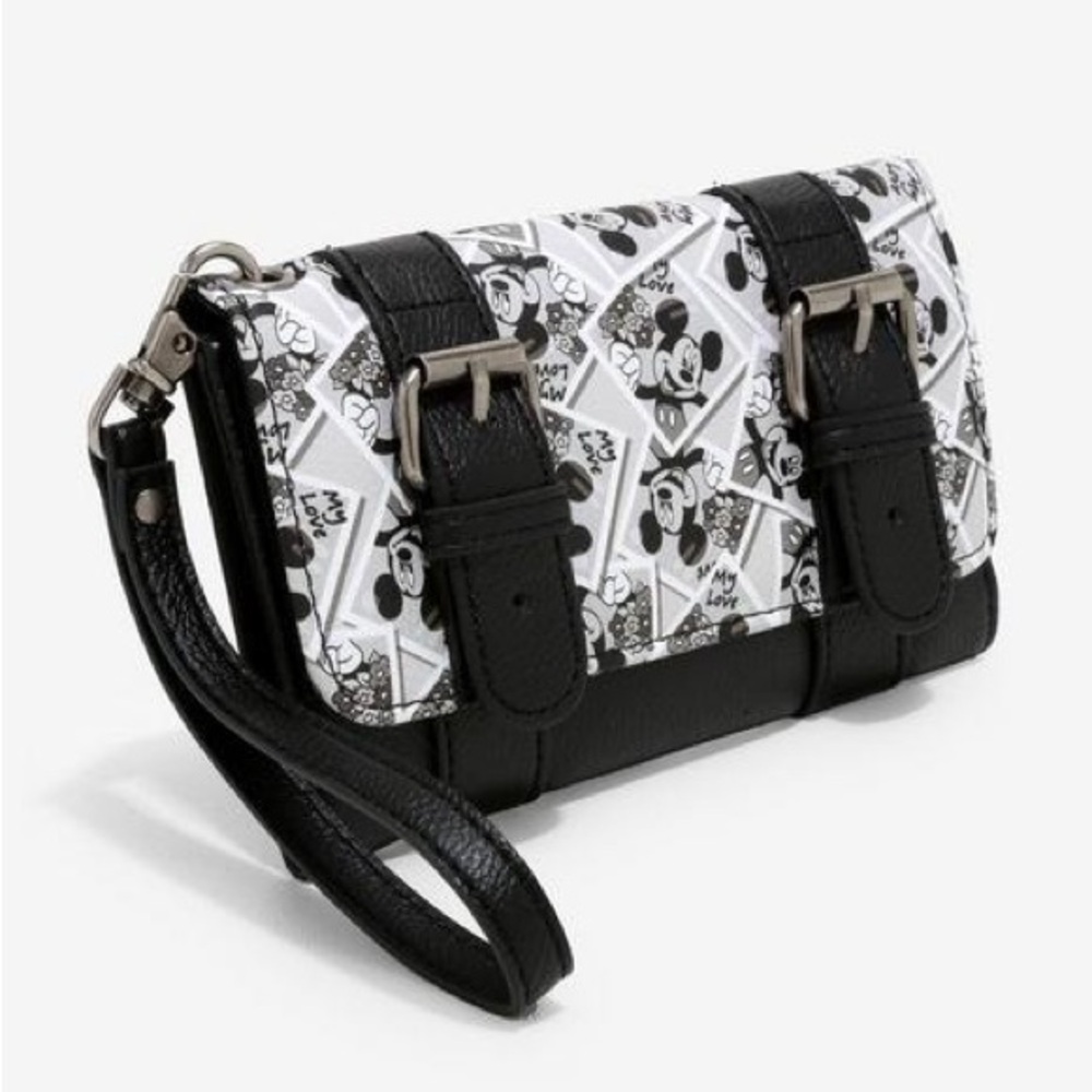Women’s Loungefly Black And White Disney Mickey Mouse Photo Flap Wallet